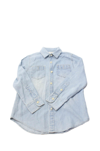 Crewcuts Girls Cotton Collared Long Sleeve Button Down Shirt Blue Size 6-7