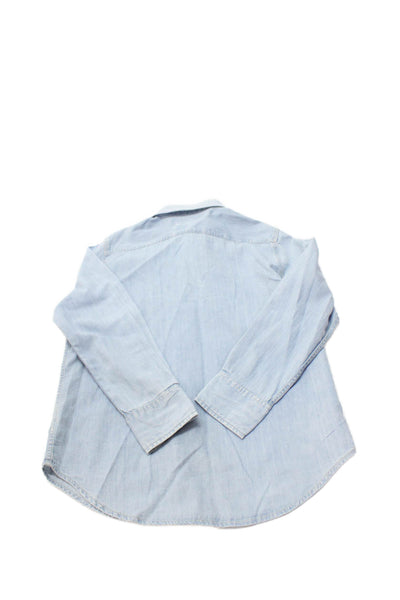 Crewcuts Girls Cotton Collared Long Sleeve Button Down Shirt Blue Size 6-7