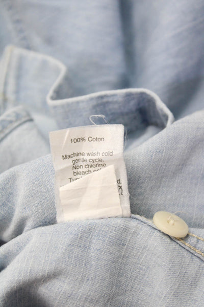 Crewcuts Girls Cotton Collared Long Sleeve Button Down Shirt Blue Size 6-7