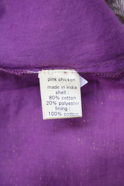 Pink Chicken Womens Metallic Pleated Short Sleeve Babydoll Dress Pink Size 7