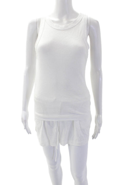 Hashttag Womens 2 Piece Tank Top Shorts Loungewear Set White Size S
