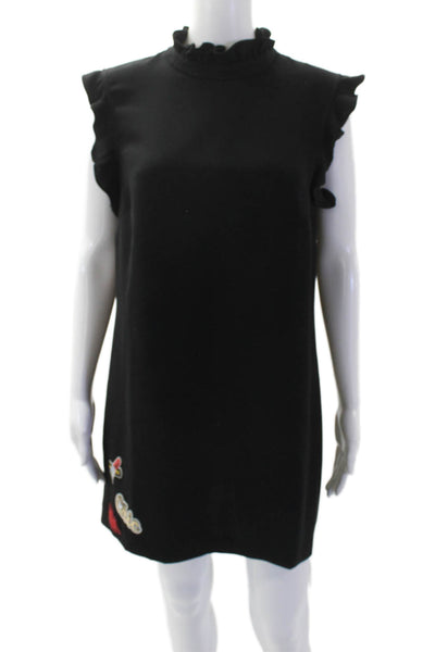 Alice & Trixie Womens Short Ruffled Sleeves Shift Dress Black Size Large