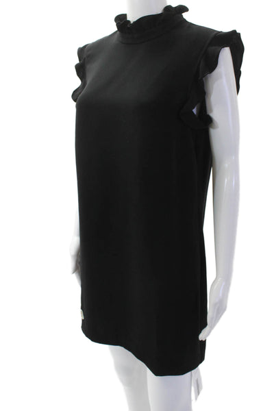 Alice & Trixie Womens Short Ruffled Sleeves Shift Dress Black Size Large