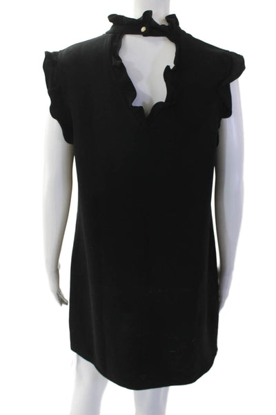Alice & Trixie Womens Short Ruffled Sleeves Shift Dress Black Size Large