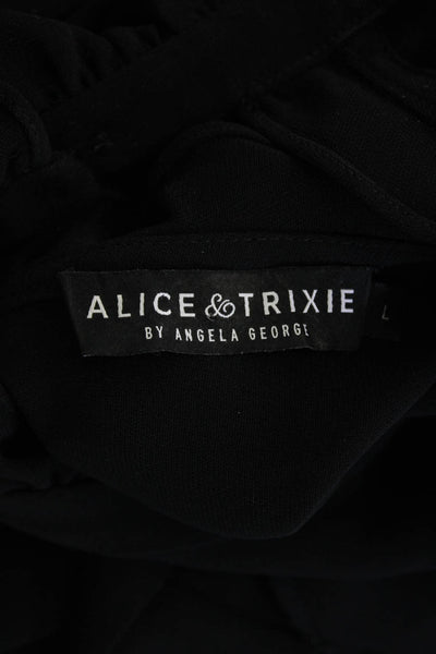 Alice & Trixie Womens Short Ruffled Sleeves Shift Dress Black Size Large