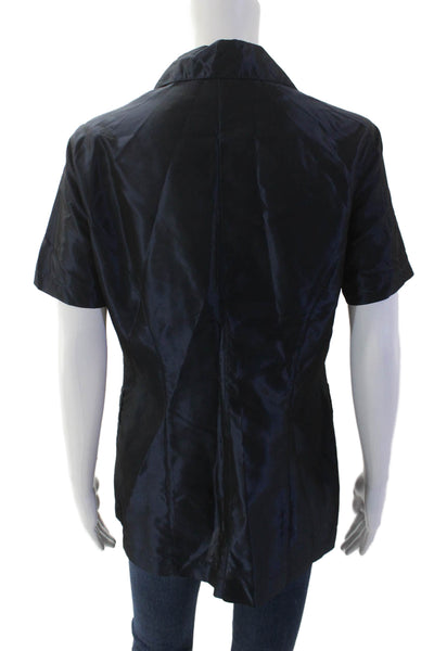 Pinko Womens Short Sleeves Button Down Shirt Midnight Blue Size 8