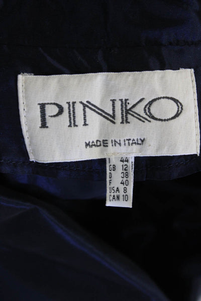 Pinko Womens Short Sleeves Button Down Shirt Midnight Blue Size 8
