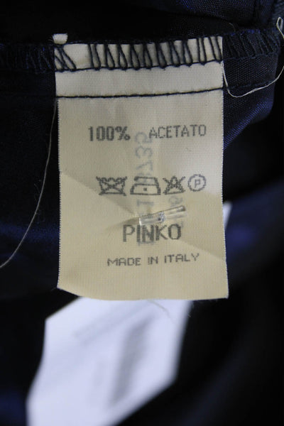 Pinko Womens Short Sleeves Button Down Shirt Midnight Blue Size 8