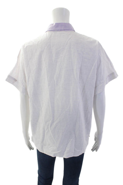 Borsa Donna Womens Striped Button Down Shirt White Purple Size EUR 42