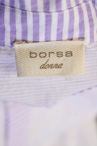 Borsa Donna Womens Striped Button Down Shirt White Purple Size EUR 42