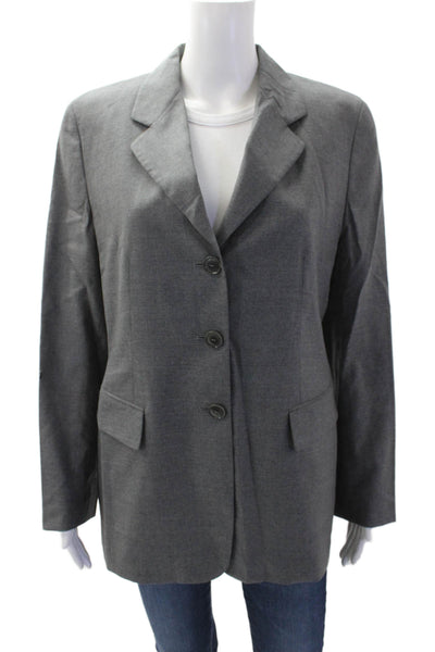 Luciano Barbera Womens Wool Three Button Lined Blazer Gray Size 42