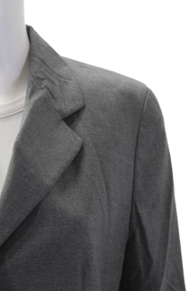 Luciano Barbera Womens Wool Three Button Lined Blazer Gray Size 42
