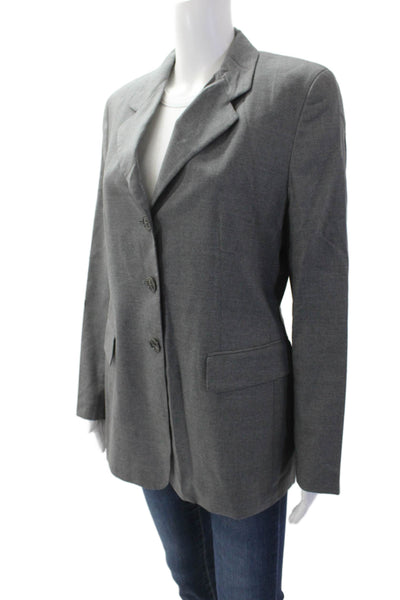 Luciano Barbera Womens Wool Three Button Lined Blazer Gray Size 42