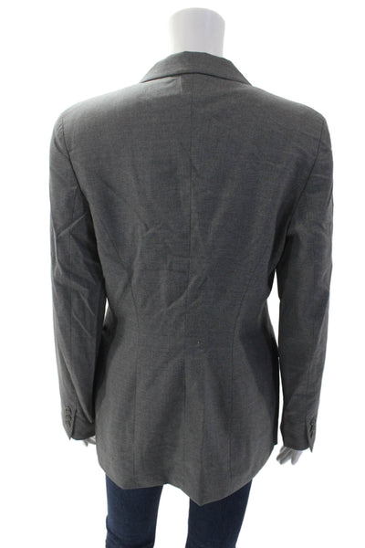Luciano Barbera Womens Wool Three Button Lined Blazer Gray Size 42