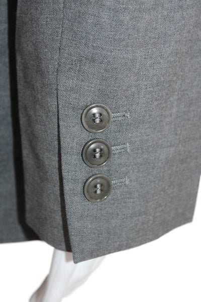 Luciano Barbera Womens Wool Three Button Lined Blazer Gray Size 42