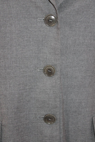 Luciano Barbera Womens Wool Three Button Lined Blazer Gray Size 42
