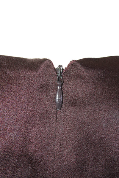 Andrew Gn Womens Embellished V-neck Long Sleeve Shift Dress Brown Size 36