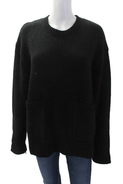 Zara Womens Knit Textured Long Sleeve Pullover Sweater Black Size M
