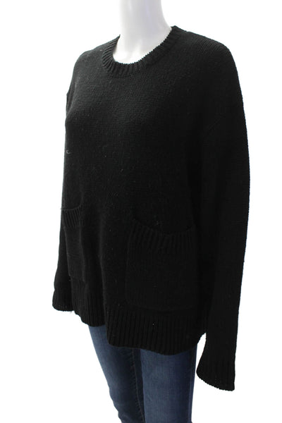 Zara Womens Knit Textured Long Sleeve Pullover Sweater Black Size M