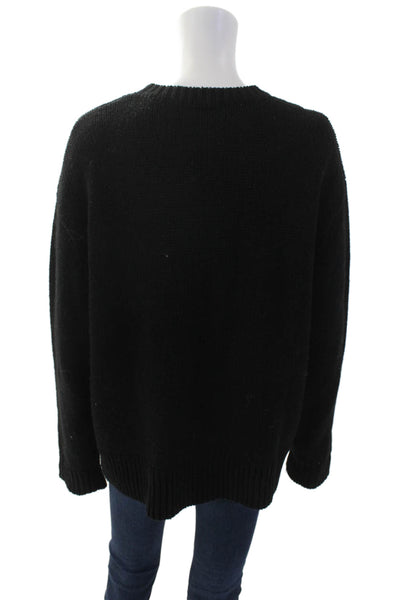 Zara Womens Knit Textured Long Sleeve Pullover Sweater Black Size M