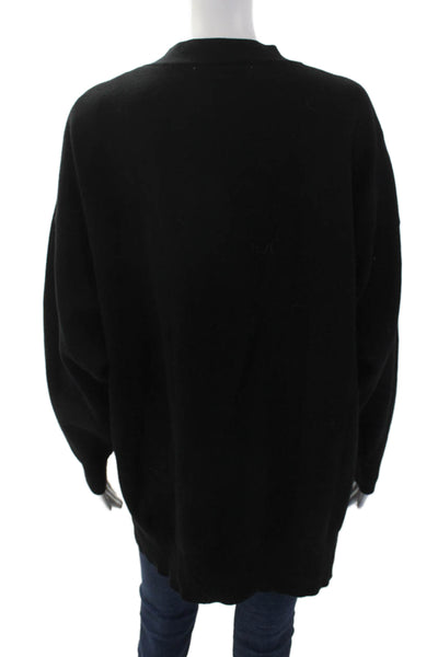 Zara Womens Cotton Long Sleeve V-neck Button Sweater Black Size S
