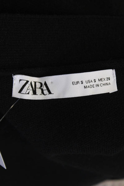 Zara Womens Cotton Long Sleeve V-neck Button Sweater Black Size S