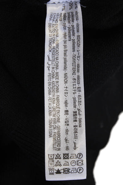 Zara Womens Cotton Long Sleeve V-neck Button Sweater Black Size S