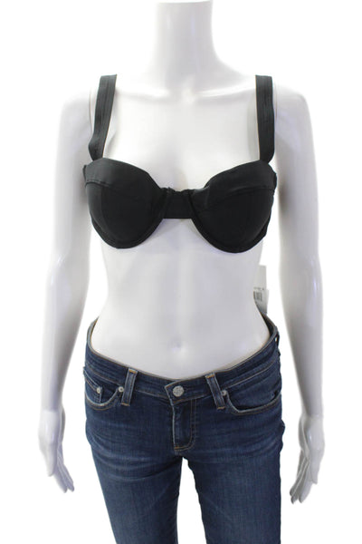 Solid & Striped Womens Solid Stretch "Lilo" Bathing Suit Top Black Size L