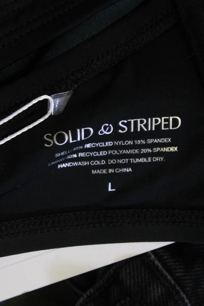 Solid & Striped Womens Solid Stretch "Lilo" Bathing Suit Top Black Size L