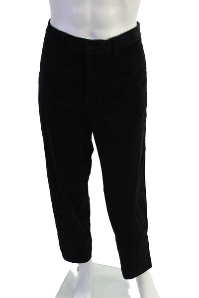 COS Mens Zip Up Straight Leg Corduroy Pants Black Cotton Size 34