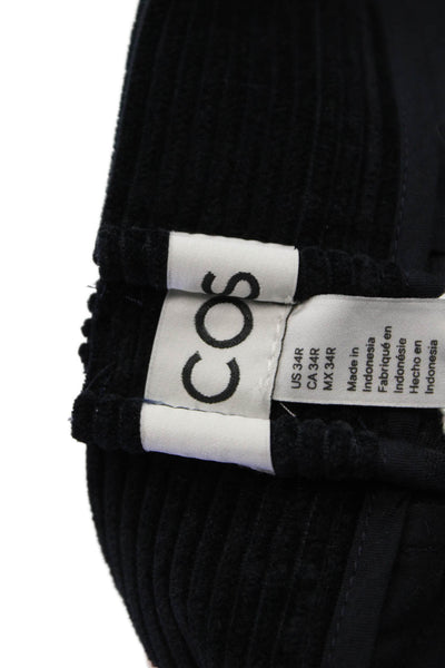 COS Mens Zip Up Straight Leg Corduroy Pants Black Cotton Size 34