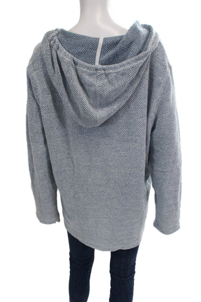 Ocean Drive Womens Long Sleeve V Neck Knit Hoodie Sweatshirt Blue Size XL