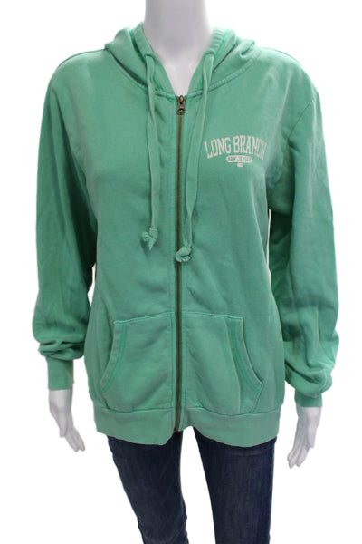 Ocean Drive Womens Front Zip Long Branch Hoodie Sweatshirt Green Size Large