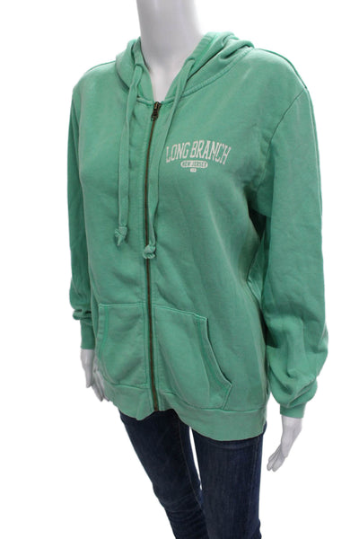 Ocean Drive Womens Front Zip Long Branch Hoodie Sweatshirt Green Size Large