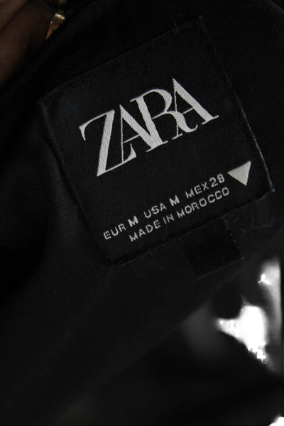 Zara Womens Sleeveless V Neck Double Tie Front Top Blouse Black Size Medium