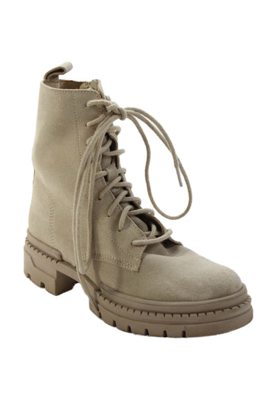 Steve Madden Womens Textured Lace Up Combat Boots Nude Size 8.5