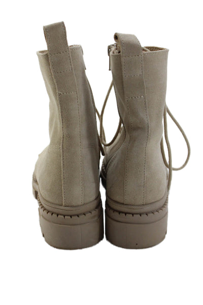 Steve Madden Womens Textured Lace Up Combat Boots Nude Size 8.5