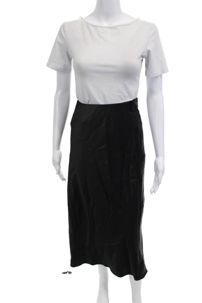 Zara Womens Textured Elastic Waistband Sleek Skirt Black Size S