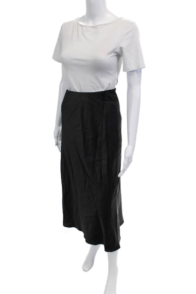Zara Womens Textured Elastic Waistband Sleek Skirt Black Size S
