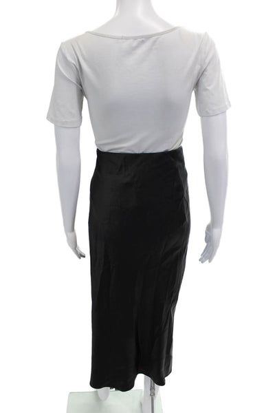 Zara Womens Textured Elastic Waistband Sleek Skirt Black Size S