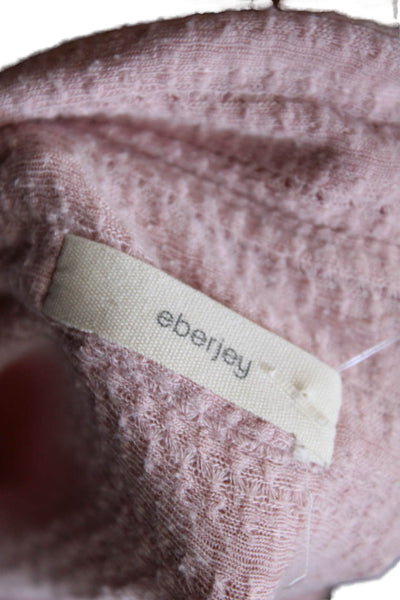 Eberjey Womens Long Sleeve Button Up Collar Blouse Pink Size M