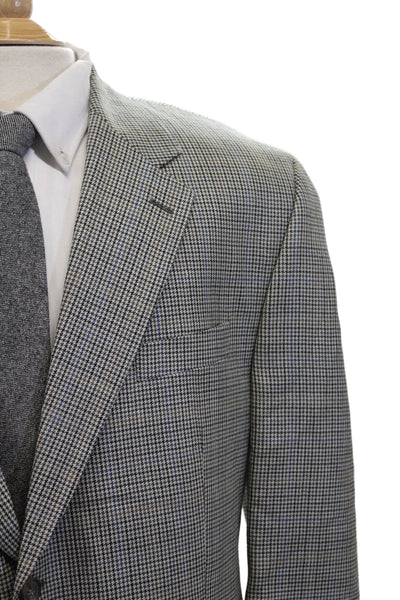 Lauren Ralph Lauren Mens Silk Wool Houndstooth Blazer Black Multi Size 46R