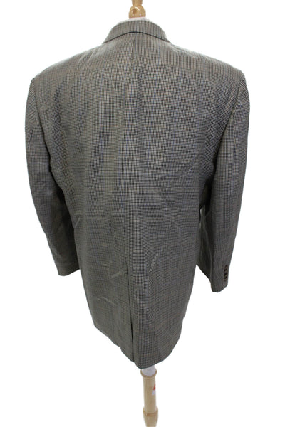 Lauren Ralph Lauren Mens Silk Wool Houndstooth Blazer Black Multi Size 46R