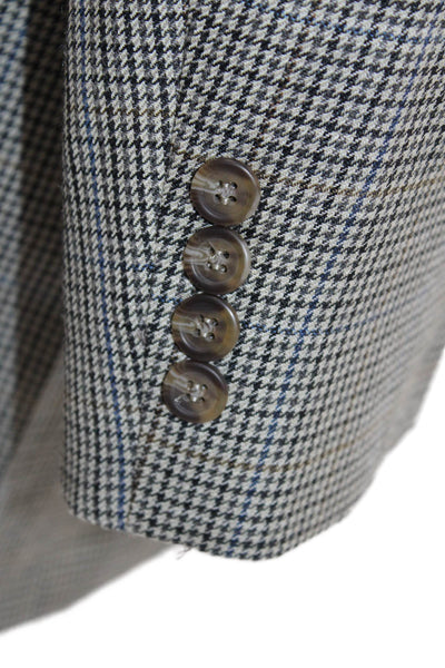 Lauren Ralph Lauren Mens Silk Wool Houndstooth Blazer Black Multi Size 46R