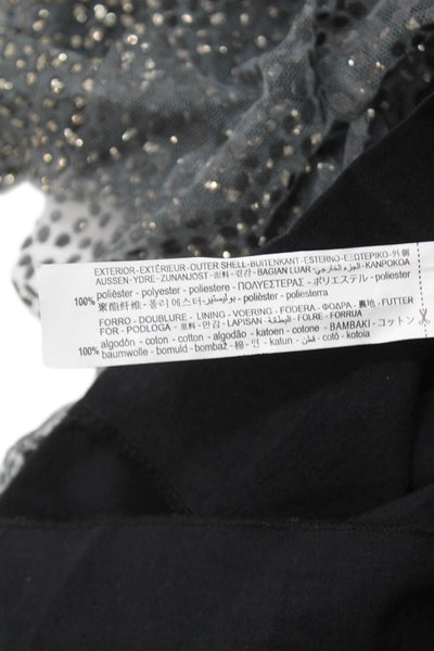 Zara Kids Womens Metallic Spotted Sheer Layered Detail Dress Gray Size 10