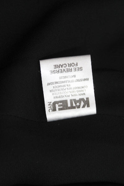 Katie J Contrast Collar Short Sleeve Pleated Detail Dress Black Size S