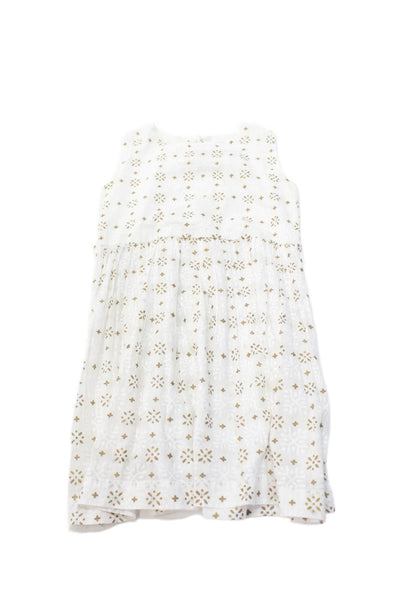 Roberta Roller Rabbit Girls Cotton Sleeveless Gathered Waist Dress White Size 8