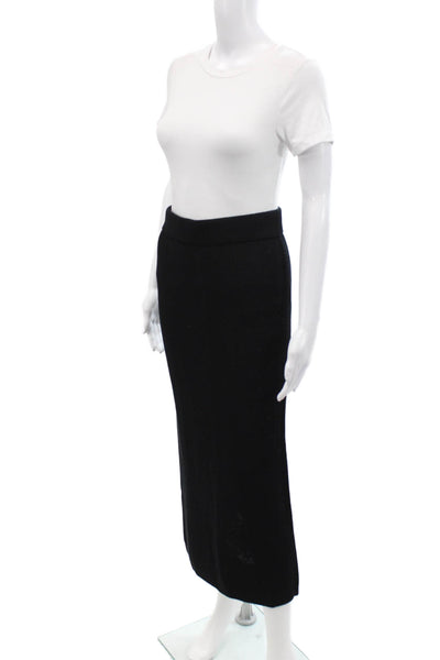 Cuts Womens Elastic Waistband Open Knit Midi Skirt Black Size Medium