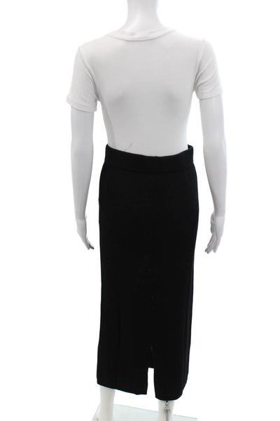 Cuts Womens Elastic Waistband Open Knit Midi Skirt Black Size Medium