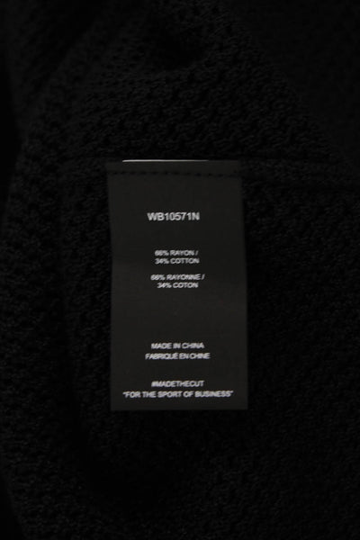 Cuts Womens Elastic Waistband Open Knit Midi Skirt Black Size Medium